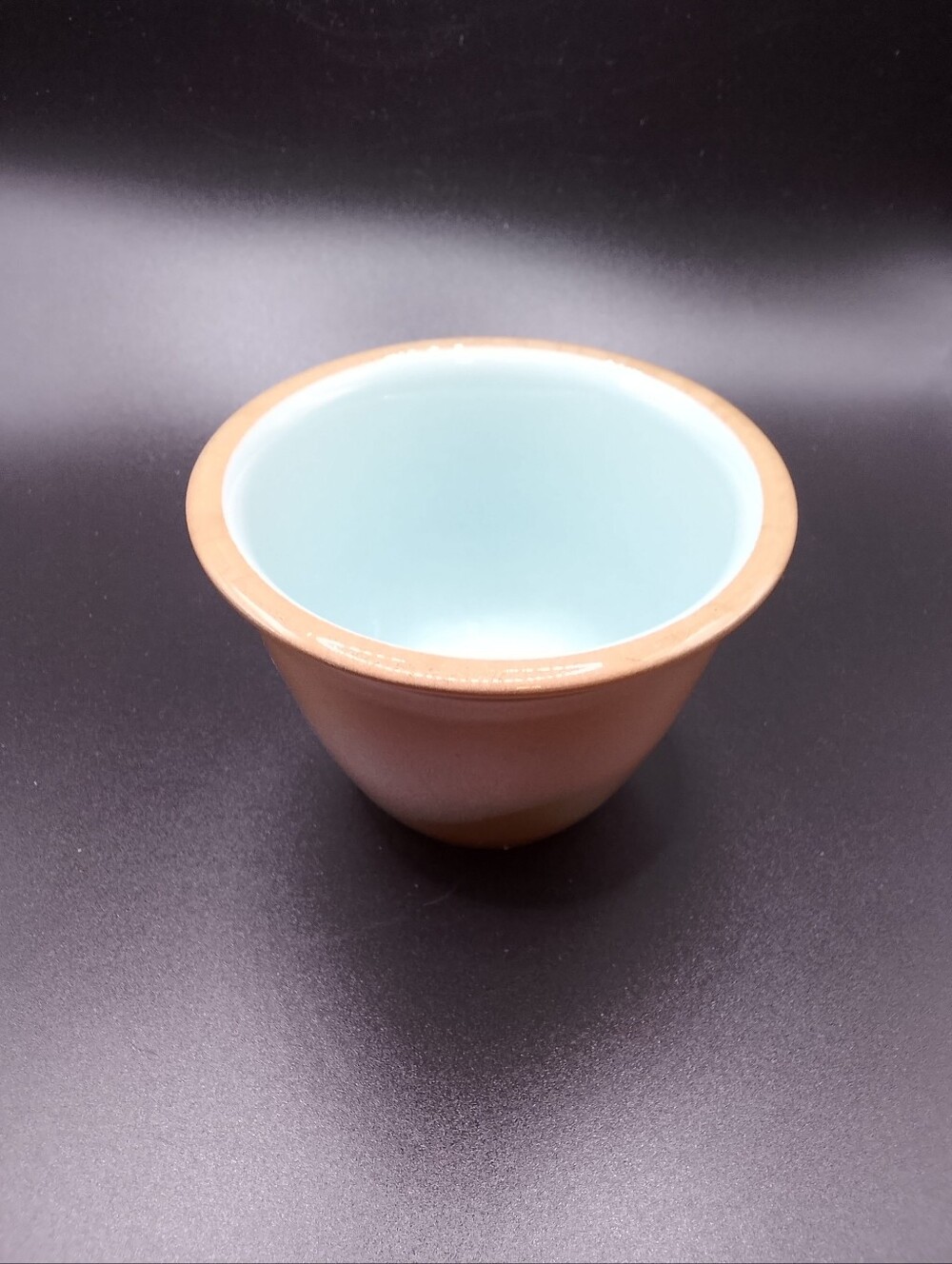 Vintage Stamped Brown/Aqua Crazed Custard Bowl